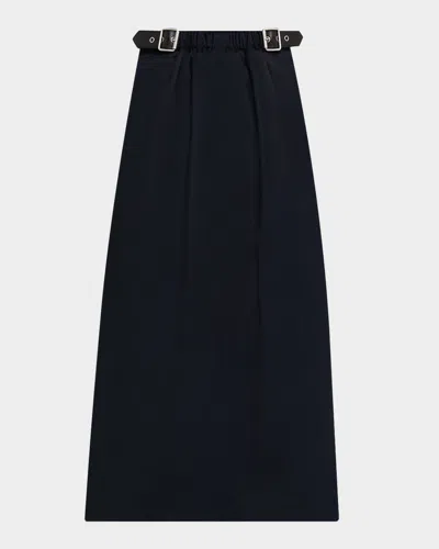 Loewe Belted Crop Straight-leg Trousers In Blue