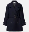 Loewe Double-breasted Wool Coat With Belt In Black