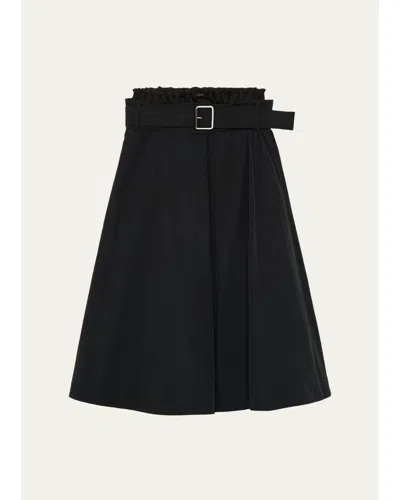 Loewe Belted Double-waistband Midi A-line Skirt In Black