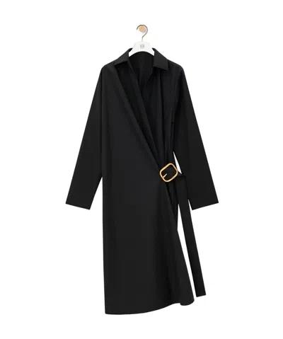 Loewe Belted Wool Dress In Black