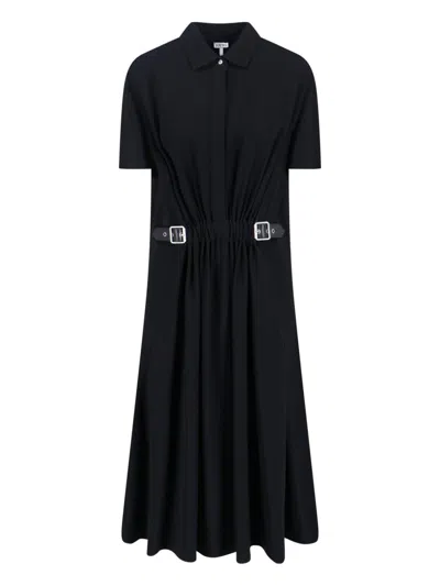 Loewe Midi Dress Featuring Belted Waist In Blue