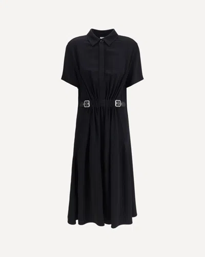Loewe Belted Dress Lightweight Stretch Viscose Cady In Black