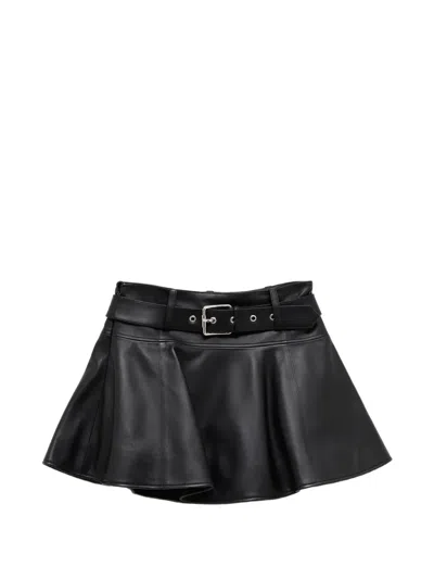 Loewe Belted Flared Mini Skirt In Black