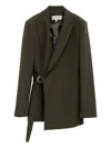 Loewe Wool Draped Blazer Jacket In Green