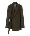 Loewe Khaki Green Double-breasted Wool Jacket Women In Green