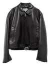 Loewe Belted Leather Jacket In Black