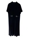 Loewe Belted Buckle Midi Dress In Black