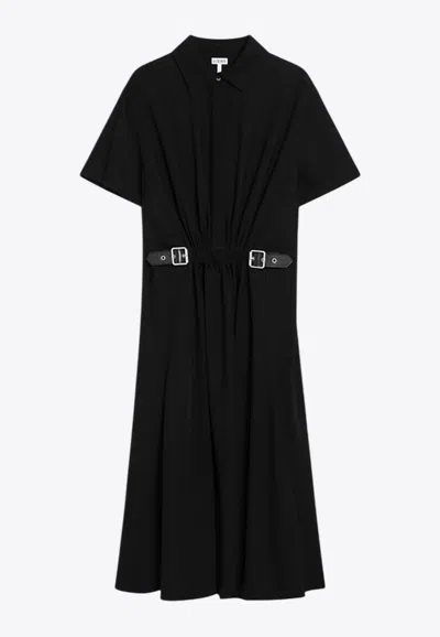 Loewe Belted Midi Shirt Dress In Black