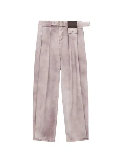 Loewe Belted Pleated Jeans In Pink