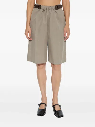 Loewe Belted Pleated Shorts In Neutral