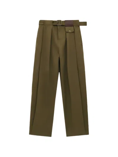Loewe Belted Pleated Trousers In Green