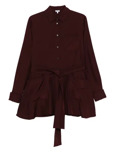 Loewe Belted Pocket Shirt Top In Brown