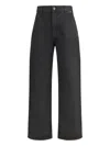 Loewe Men Baggy Jeans With A Decorative Single Belt Detail In Gray