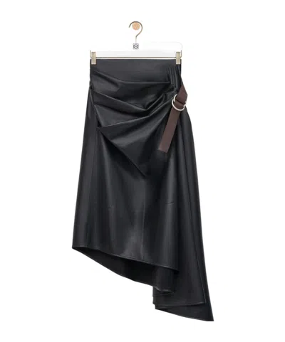 Loewe Belted Skirt In Nappa Lambskin In Black