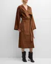 LOEWE BELTED SUEDE LEATHER LONG WRAP COAT