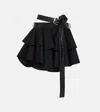 Loewe Belted Tiered Cotton Miniskirt In Black