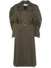 Loewe Circle Trench Coat With Belted Waist In Green