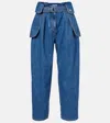 Loewe Womens Light Blue Side-flap Balloon-leg High-rise Jeans In Blue