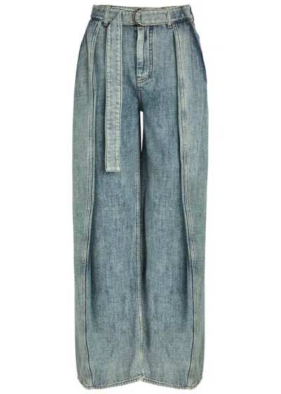 Loewe Belted Wide-leg Denim Jeans In Blue
