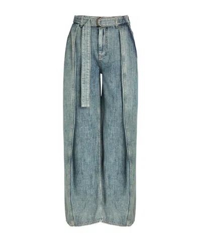 Loewe Belted Wide-leg Denim Jeans In Blue