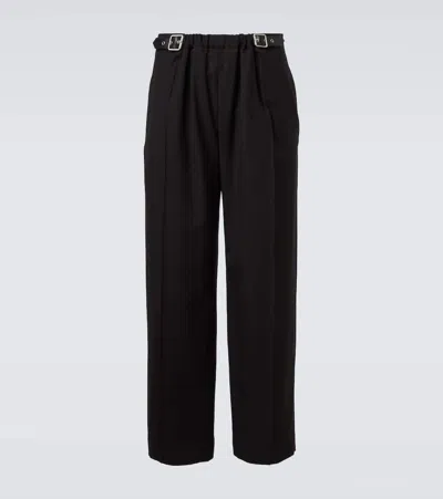 Loewe Wide-leg Belted Garment-dyed Cotton-twill Trousers In Black