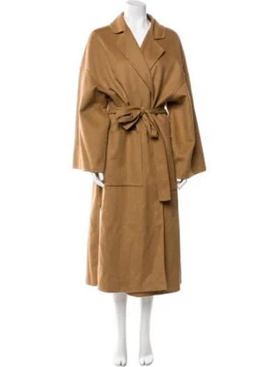 Pre-owned Loewe Belted Wool Trench Coat In Brown