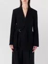 Loewe Womens Black Peak-lapel Draped Wool And Leather Blend Jacket In Black