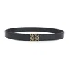 Loewe Calfskin Leather Belt With Intricate Gold-tone Buckle In Black