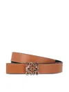 Loewe Logo Buckled Reversible Belt In Black/tan/palladium