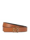 Loewe Anagram Buckle Reversible Belt In Tan/black/gold