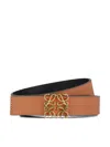 Loewe Anagram Buckle Reversible Belt In Tan/black/gold