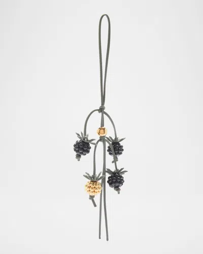 Loewe Berry Bag Charm In Calfskin Leather In Black