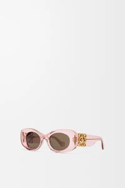 Loewe Beveled Oval Maxi Anagram Sunglasses For Woman In Pink