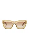 Loewe Womens Transparent Olive Beveled Cat-eye Acetate Sunglasses