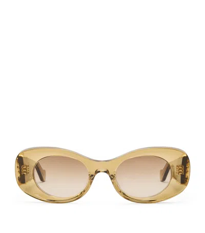 Loewe Bevelled Oval Sunglasses In Green