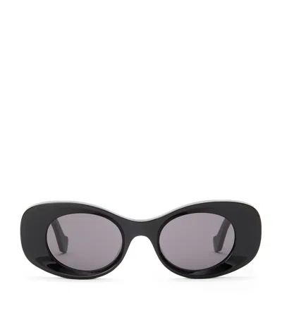 Loewe Bevelled Oval Sunglasses In Black