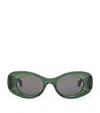 Loewe Womens Dark Green G821mxix01 Oval Frame Acetate Sunglasses