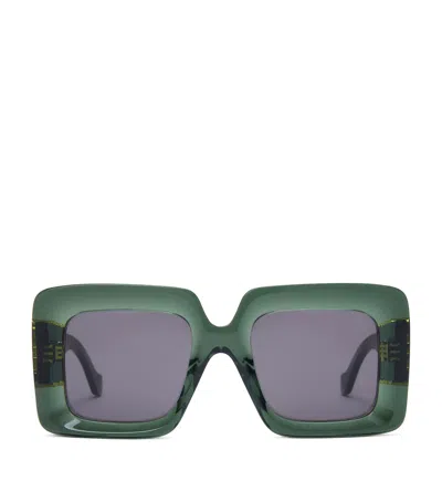 Loewe Bevelled Square Sunglasses In Green