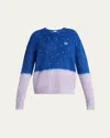 Loewe Bi-color Crystal Fuzzy Sweater In Navy Blue Lilac