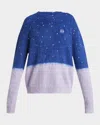 Loewe Bi-color Crystal Fuzzy Sweater In Navy Blue Lilac