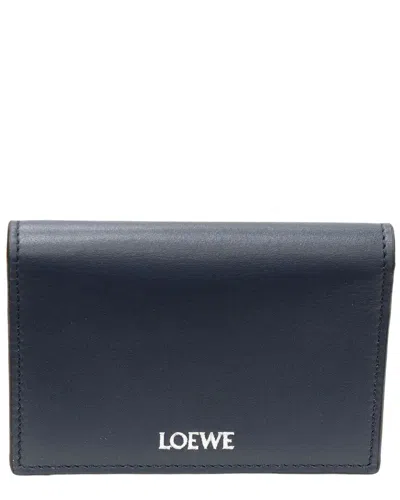 Pre-owned Loewe Bifold Card Case Smooth Navy (authentic Pre-loved)