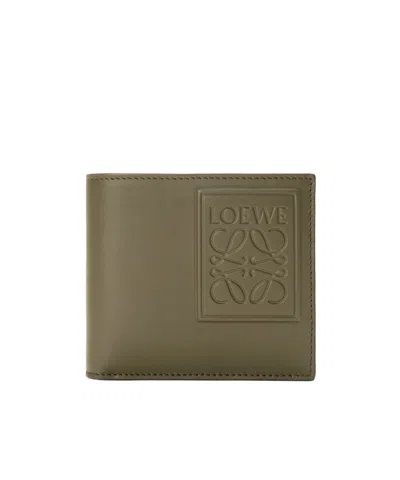 Loewe Bifold Coin Wallet In Satin Calfskin In Green