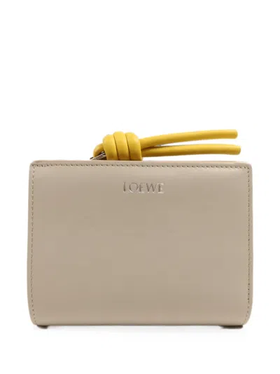 Pre-owned Loewe Bifold Leather Wallet In Neutral