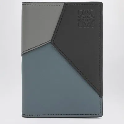 Loewe Bifold Puzzle Cardholder In Asphalt Grey/blue In Multi