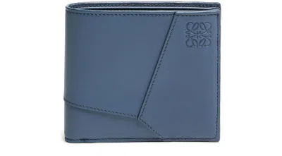 Loewe Puzzle Two-compartment Wallet In Classic Calf Leather In Blue