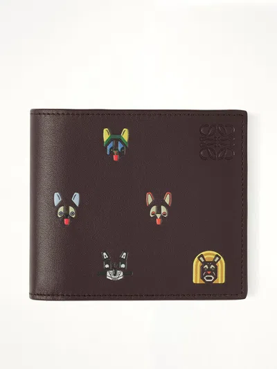 Loewe Bifold Wallet Allover Cats In Brown