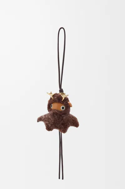 Loewe Fawnie Deer Bag Charm In Acetate & Shearling In Brown