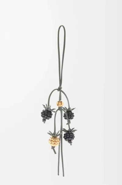Loewe Berry Bag Charm In Calfskin Leather In Black
