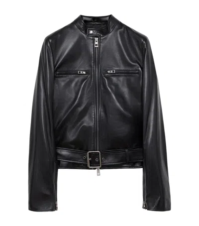 Loewe Leather Biker Jacket In Black