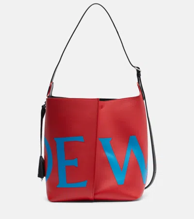Loewe Bilbao Large Leather Bucket Bag In Red